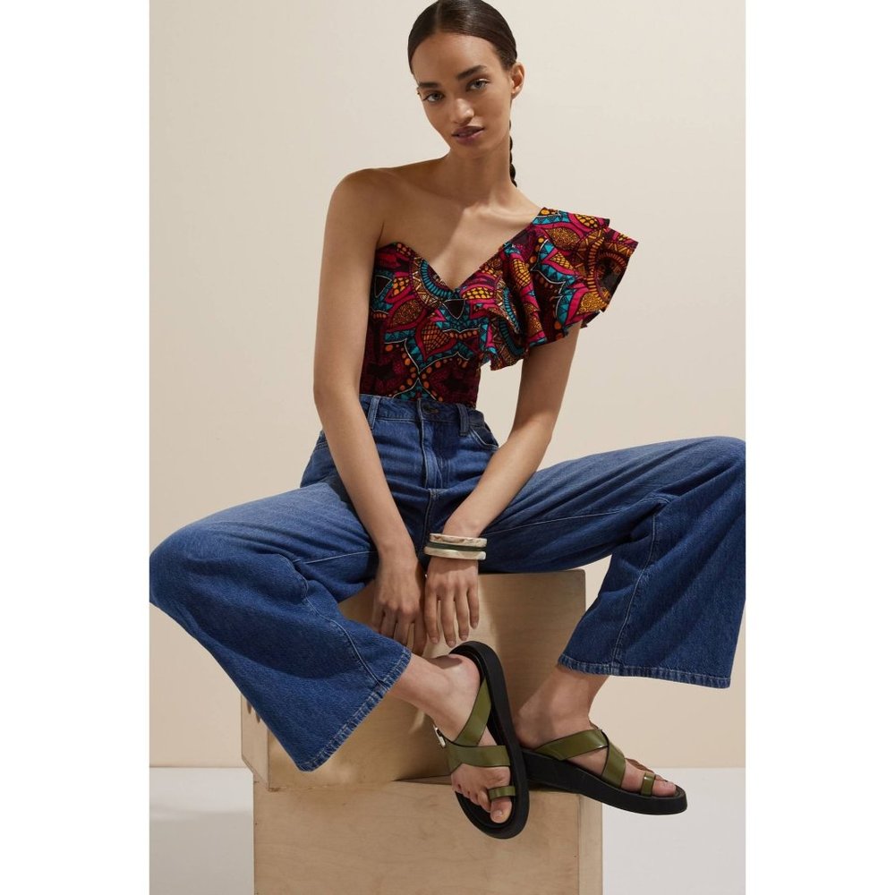 Anthropologie SIKA Ruffled One-Shoulder Blouse